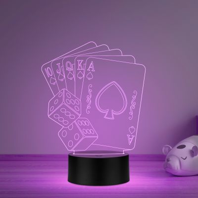 Playing Cards Acrylic led Table lamp Multicolored Light with Remote Control